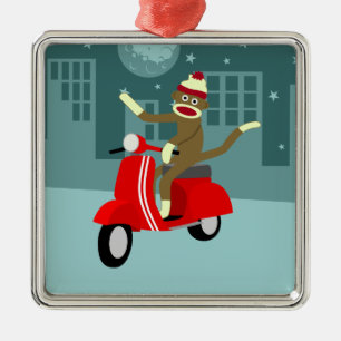 Sock Monkey Roller Silbernes Ornament