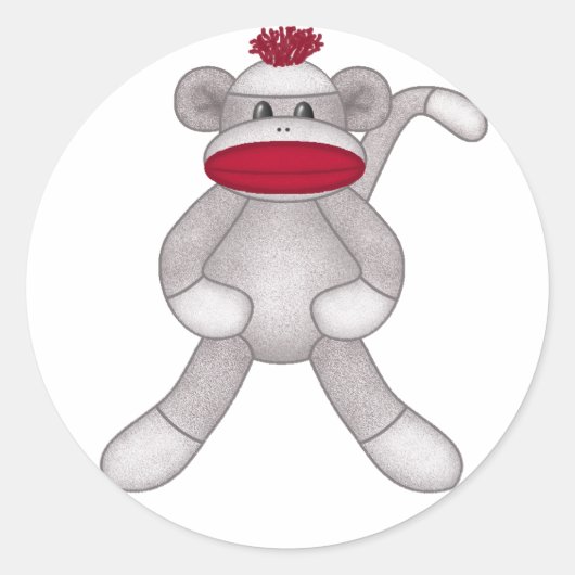 Sock Monkey Runder Aufkleber (Vorderseite)