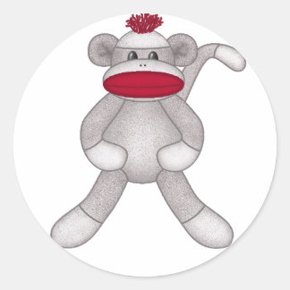 Sock Monkey Runder Aufkleber