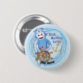Sock Monkey Sailor Button (Vorne & Hinten)