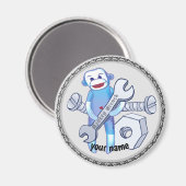 Sock Monkey Schraubenschlüssel Mechaniker Magnet (Vorderseite/Rückseite)