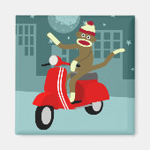 Sock Monkey Scooter Magnet (Vorne)