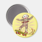 Sock Monkey Skater Magnet (Vorderseite/Rückseite)