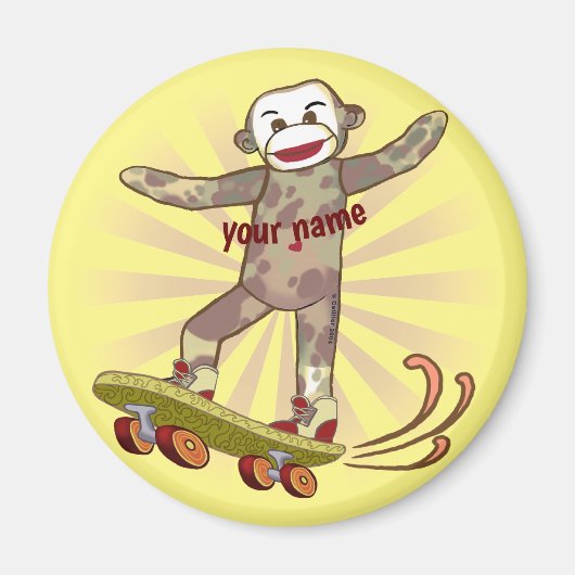 Sock Monkey Skater Magnet (Vorne)