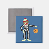 Sock Monkey Skeleton Halloween Magnet (Vorderseite/Rückseite)