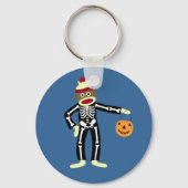Sock Monkey Skeleton Halloween Schlüsselanhänger (Vorderseite)