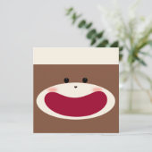 Sock Monkey Smile(Boy) Geburtstag Einladung (Stehend Vorderseite)