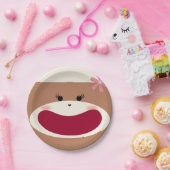 Sock Monkey Smile (Girl) Pappteller (Party)