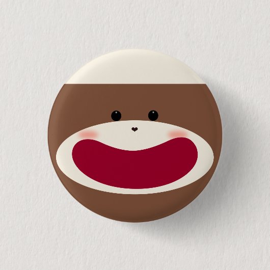 Sock Monkey Smile (Junge) Button (Vorderseite)