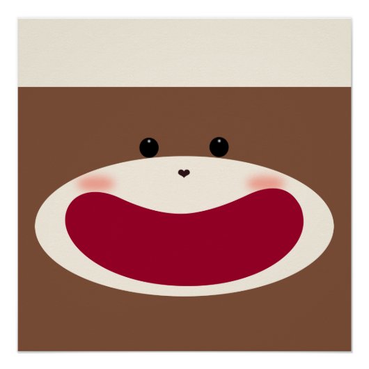 Sock Monkey Smile(Junge)Glänzendes Poster (Vorderseite)
