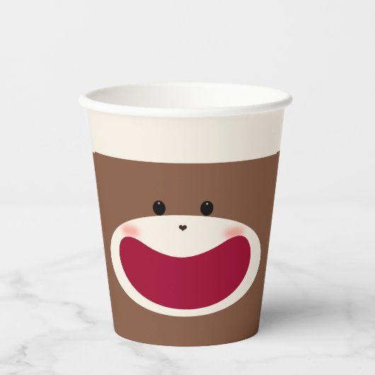 Sock Monkey Smile (Junge) Pappbecher (Vorderseite)
