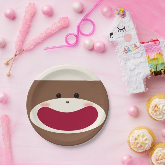 Sock Monkey Smile (Junge) Pappteller (Party)