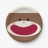Sock Monkey Smile (Junge) Pappteller (Vorderseite)