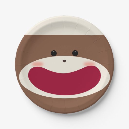 Sock Monkey Smile (Junge) Pappteller (Vorderseite)