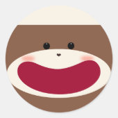 Sock Monkey Smile (Junge) Runder Aufkleber (Vorderseite)