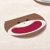 Sock Monkey Smile (Junge) Runder Pappuntersetzer (Angewinkelt)