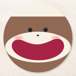 Sock Monkey Smile (Junge) Runder Pappuntersetzer