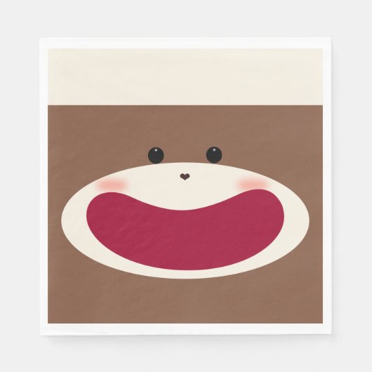 Sock Monkey Smile (Junge) Serviette (Vorderseite)