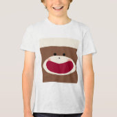 Sock Monkey Smile (Junge) Tri-Blend Shirt (Vorderseite)