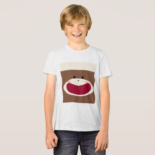 Sock Monkey Smile (Junge) Tri-Blend Shirt (Vorderseite voll)