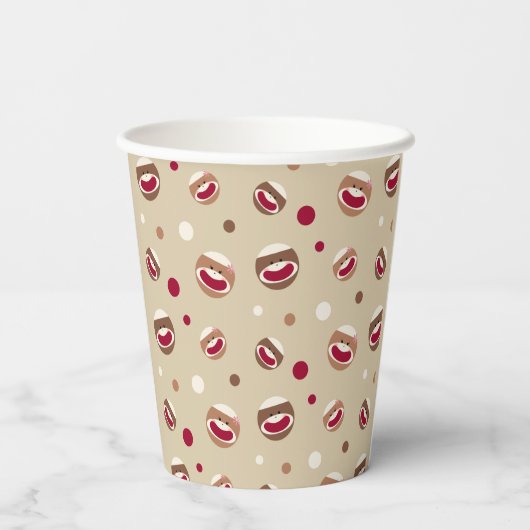 Sock Monkey Smile Pappbecher (Rückseite)