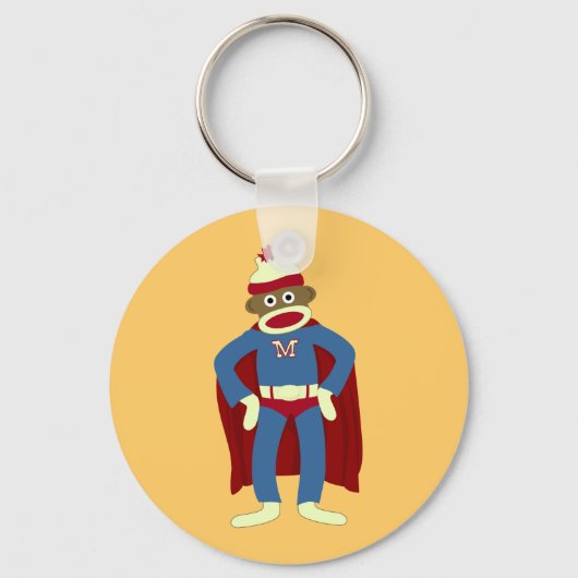 Sock Monkey Superhero Schlüsselanhänger (Vorderseite)