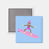 Sock Monkey Surfer Girl Magnet (Vorderseite/Rückseite)