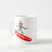 Sock Monkey Surfer Kaffeetasse (Vorderseite Links)