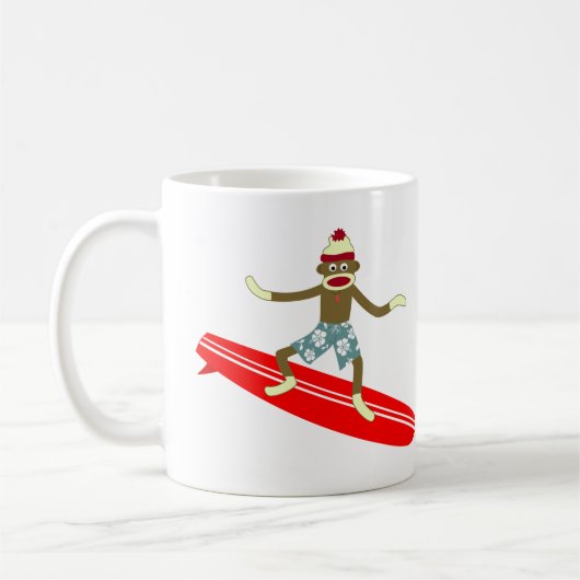 Sock Monkey Surfer Kaffeetasse (Links)