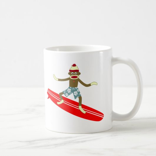 Sock Monkey Surfer Kaffeetasse (Rechts)