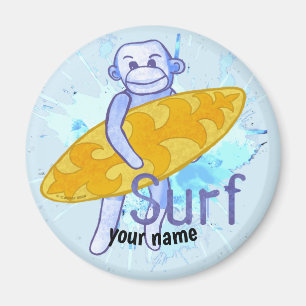 Sock-Monkey-Surfer-Magnet Magnet