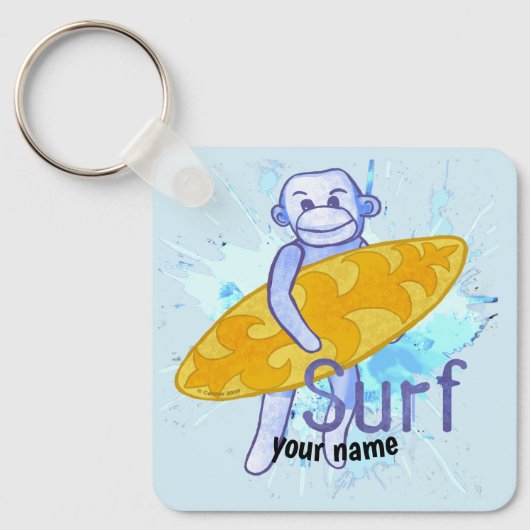 Sock Monkey Surfer Schlüsselanhänger (Vorderseite)