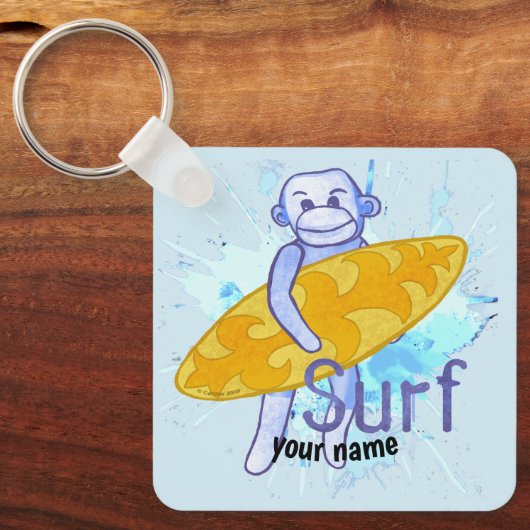 Sock Monkey Surfer Schlüsselanhänger (Vorderseite)