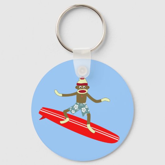Sock Monkey Surfer Schlüsselanhänger (Vorderseite)