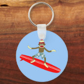 Sock Monkey Surfer Schlüsselanhänger (Vorderseite)