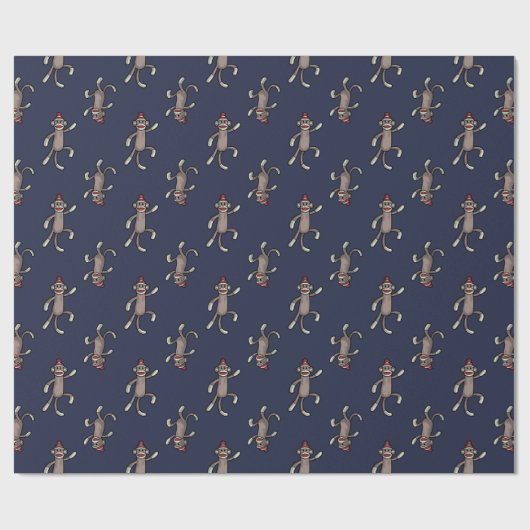 Sock Monkey | Tanzaffäsche Geschenkpapier (Flach)