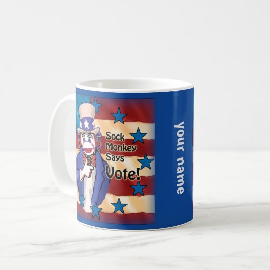 Sock-Monkey-Tasse Kaffeetasse (Vorderseite Links)