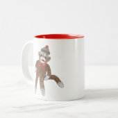 Sock-Monkey-Tasse Zweifarbige Tasse (Vorderseite Links)