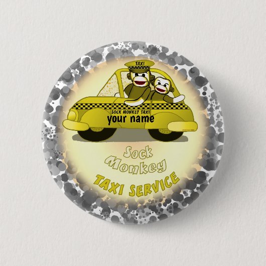 Sock Monkey Taxi Anstecknadel (Vorderseite)