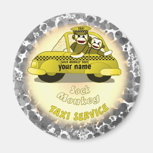 Sock Monkey Taxi Magnet (Vorne)