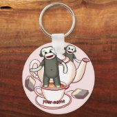 Sock Monkey Teapot Schlüsselanhänger (Vorderseite)