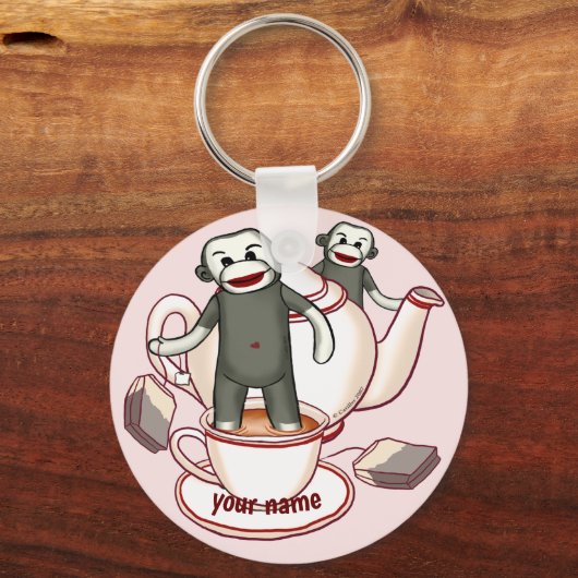 Sock Monkey Teapot Schlüsselanhänger (Vorderseite)