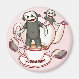 Sock Monkey Teekanne Magnet