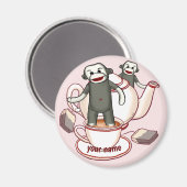 Sock Monkey Teekannenmagnet Magnet (Vorderseite/Rückseite)