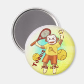 Sock Monkey Tennis Magnet (Vorderseite/Rückseite)