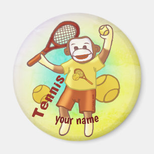 Sock Monkey Tennis Magnet
