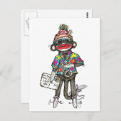 Sock Monkey Tourist Postkarte (Vorne/Hinten)