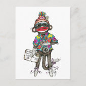 Sock Monkey Tourist Postkarte (Vorderseite)