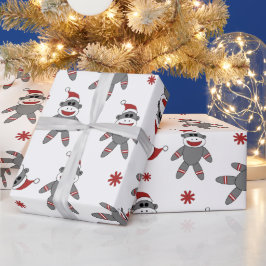 Sock Monkey Tragen Weihnachtsmannmütze Weihnachtsf Geschenkpapier