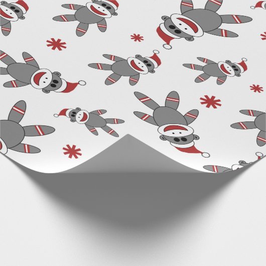 Sock Monkey Tragen Weihnachtsmannmütze Weihnachtsf Geschenkpapier (Ecke)